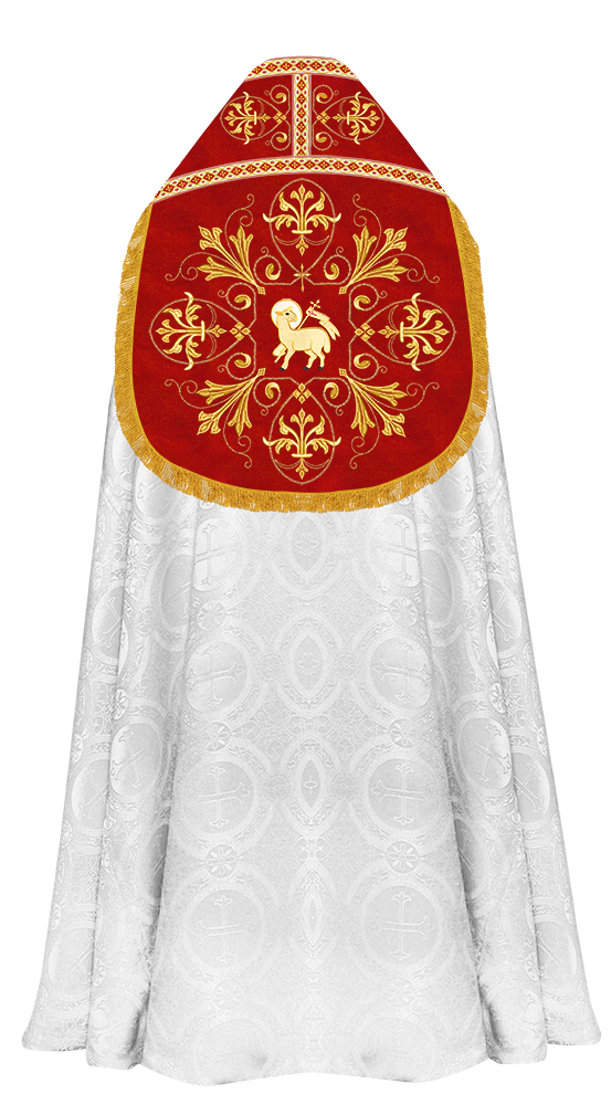 Embroidered Roman Cope Vestment with Braided Trims