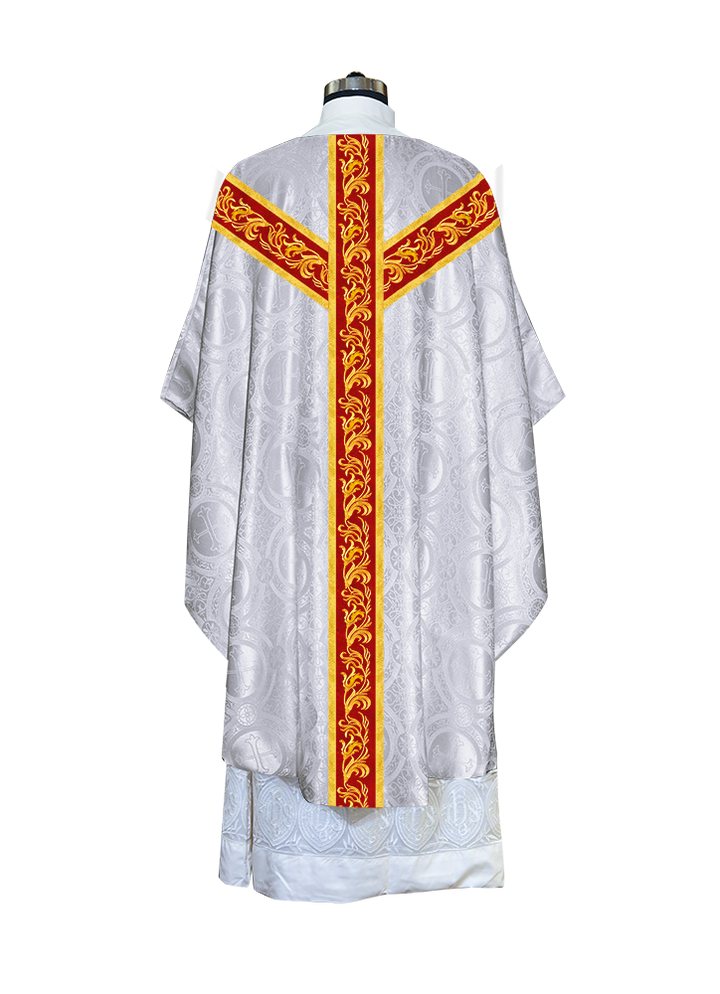 Gothic chasuble Vestment with Embroidered Trims