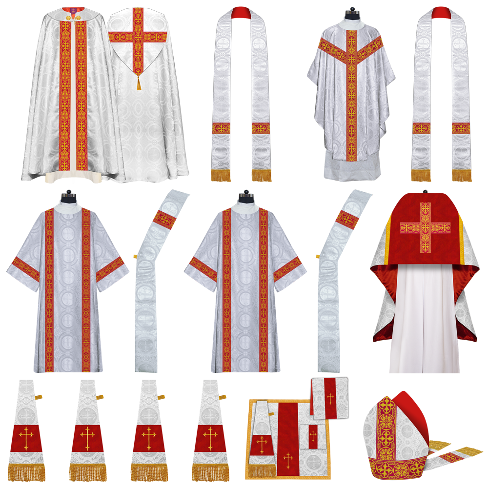 Gothic Highline Mass set Vestments with Adorned Woven Braids