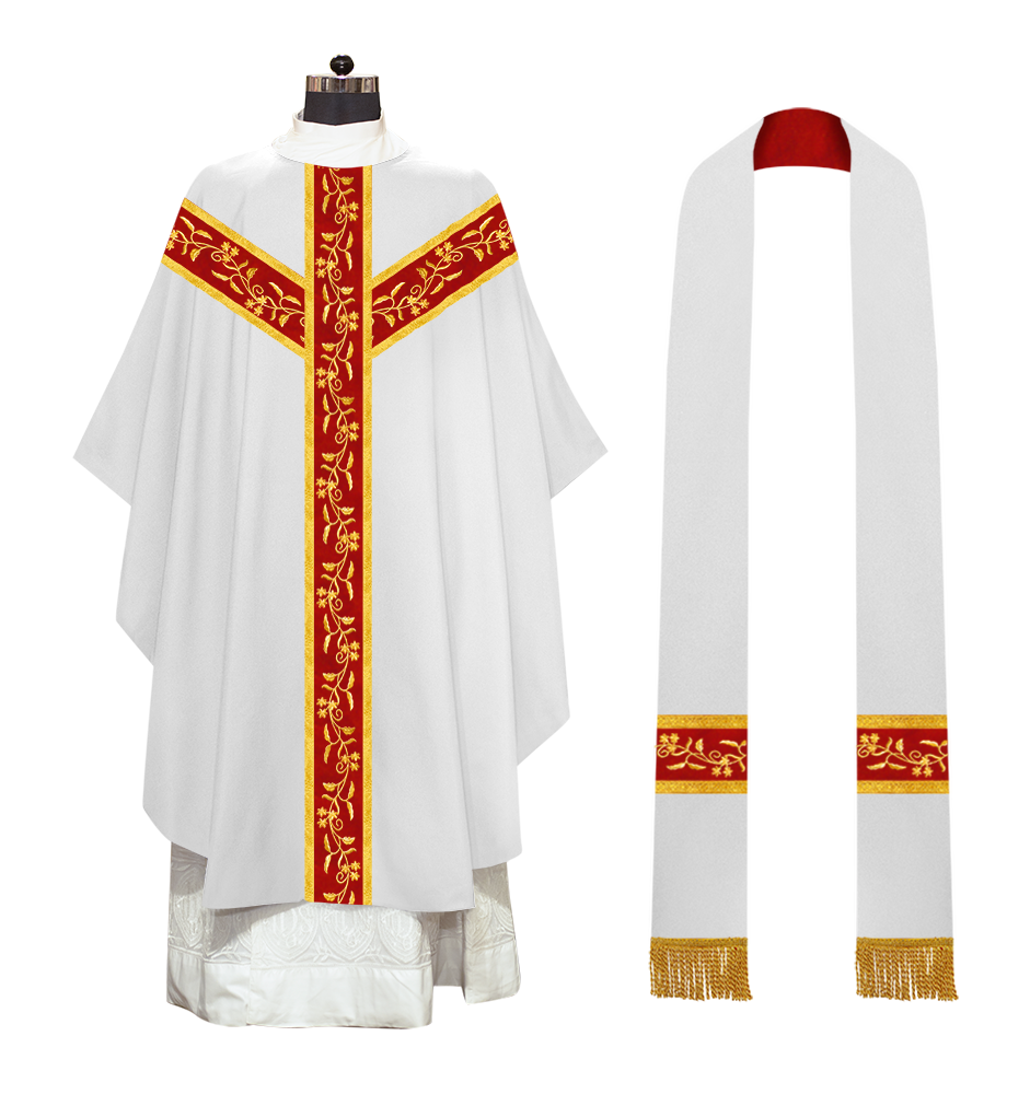 Gothic chasuble Vestment with Floral Design