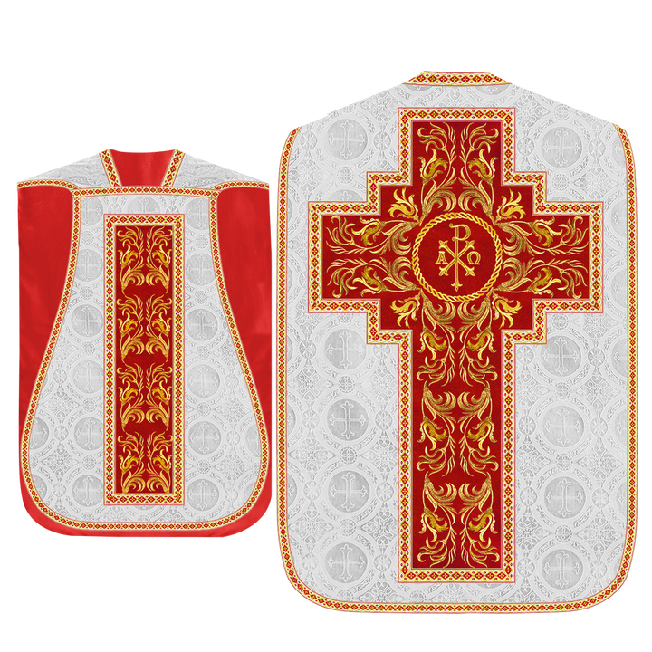 Roman Chasuble Vestment With Woven Braids and Trims