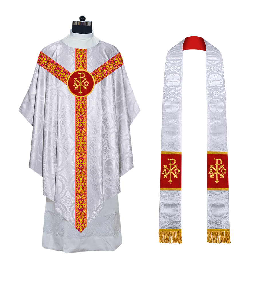 Liturgical Pugin Chasuble with Woven Designer Braided Orphrey