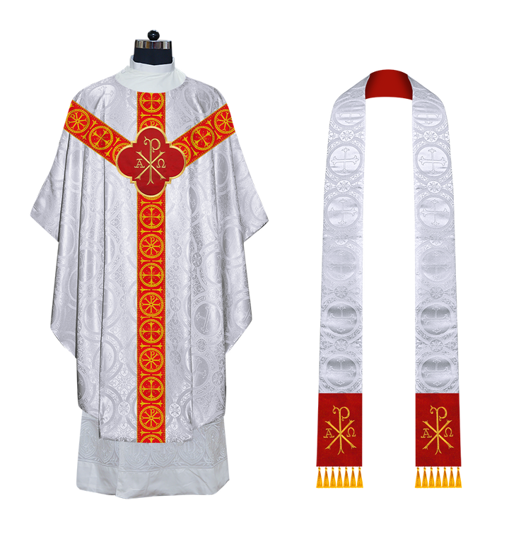 Gothic Chasuble Vestment with Y type braided orphrey