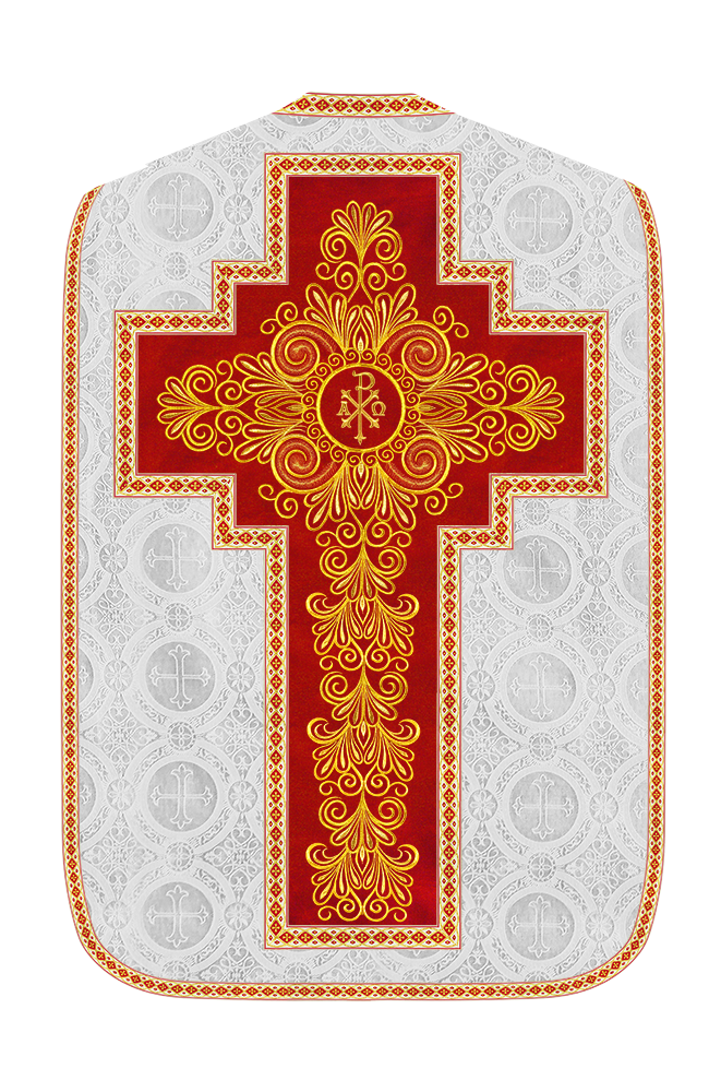 Roman Chasuble Vestment enriched With Coloured Braids and Trims