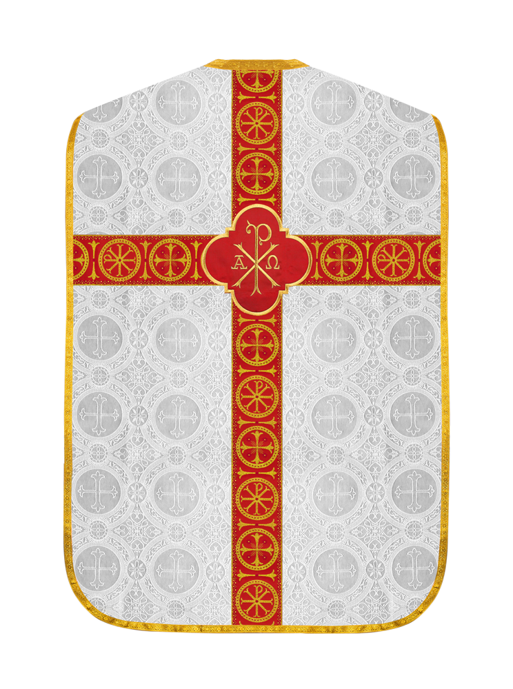 Roman Chasuble Vestment with Spiritual Motif and Ornate Braids