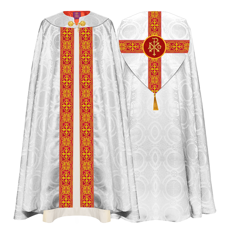 Gothic Cope Vestment with Cross type Braided Trims and motif