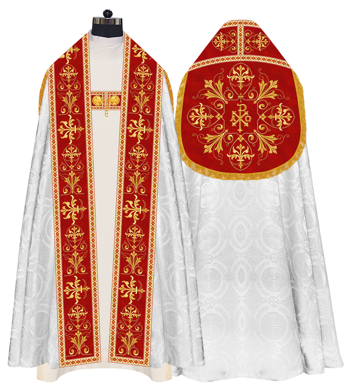 Embroidered Roman Cope Vestment with Braided Trims