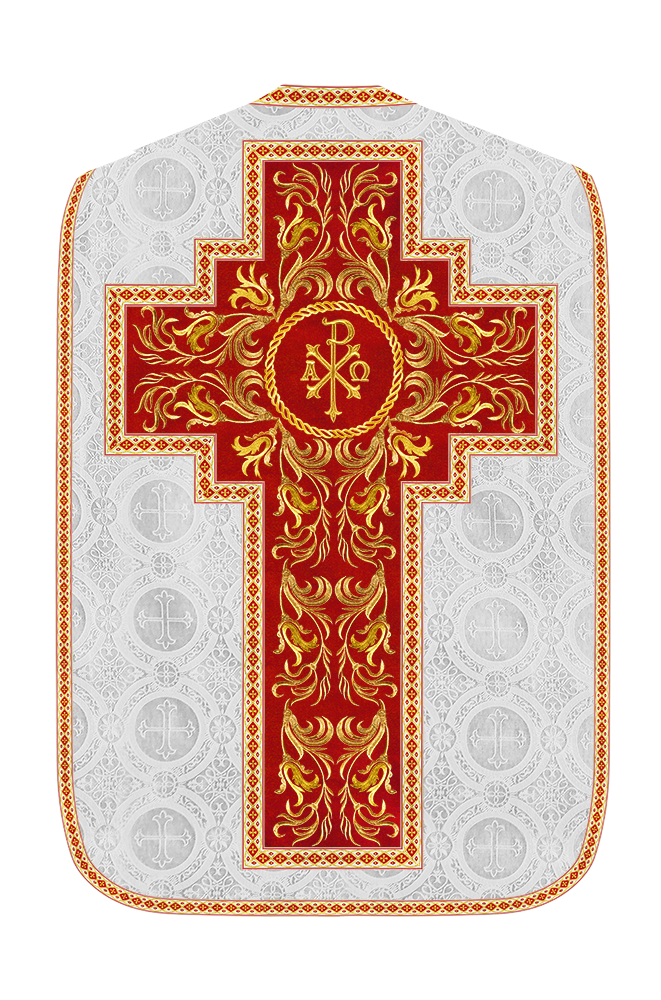 Roman Chasuble Vestment With Woven Braids and Trims