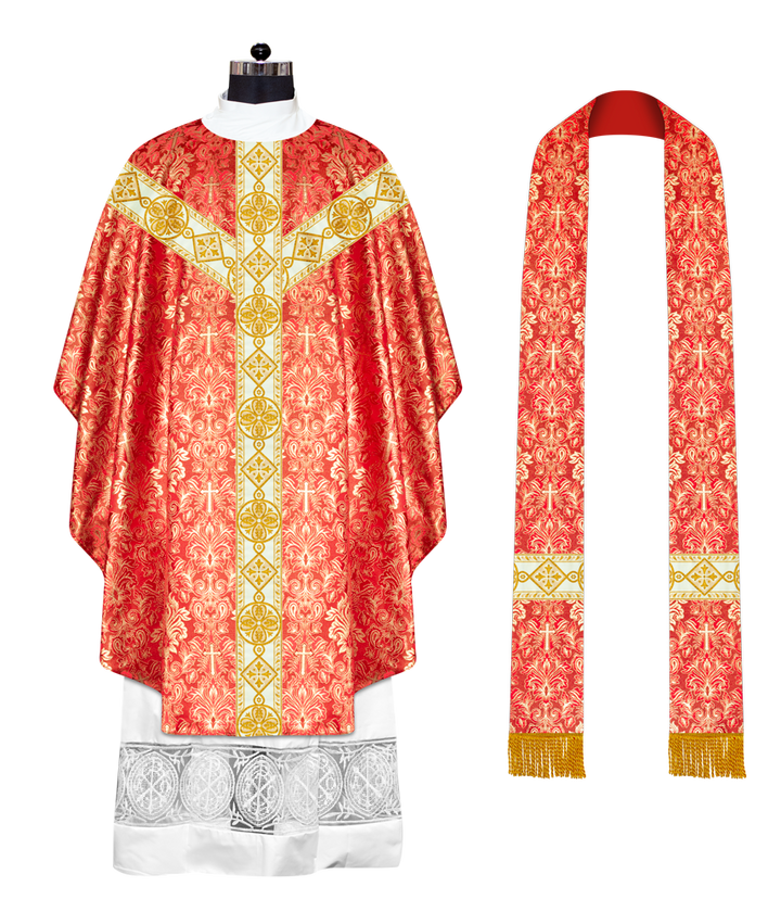 Gothic Chasuble Vestments with Intricate braided orphrey