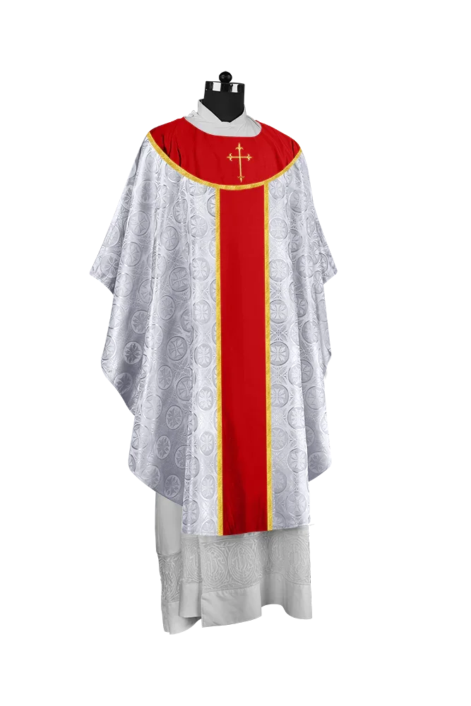 Ornate Gothic Chasuble with embroidered Cross Motif