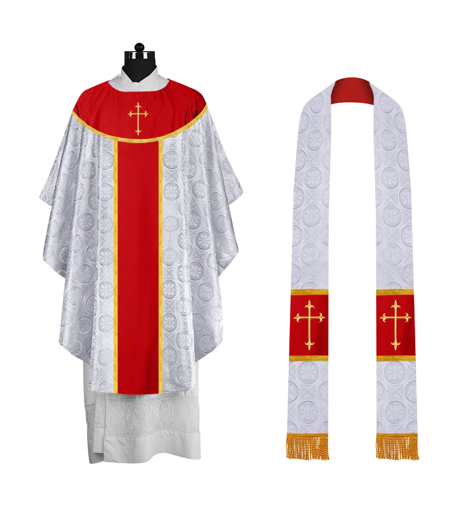 Ornate Gothic Chasuble with embroidered Cross Motif