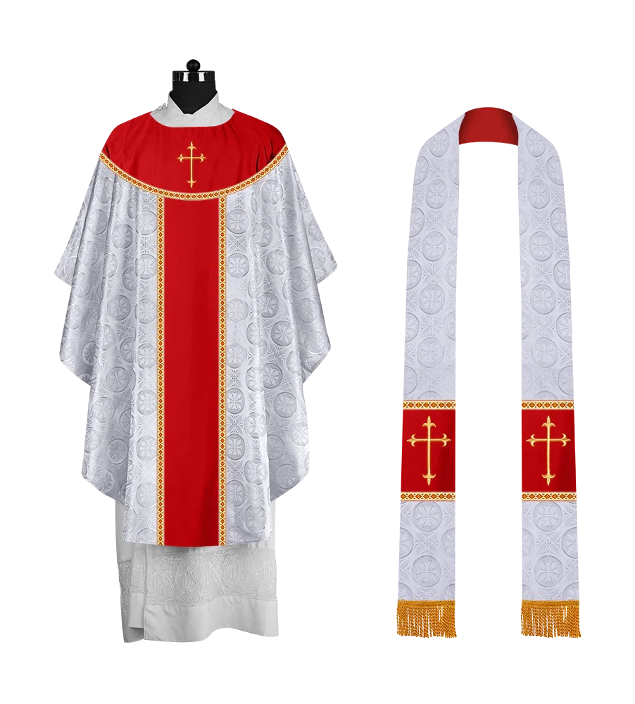 Ornate Gothic Chasuble with embroidered Cross Motif