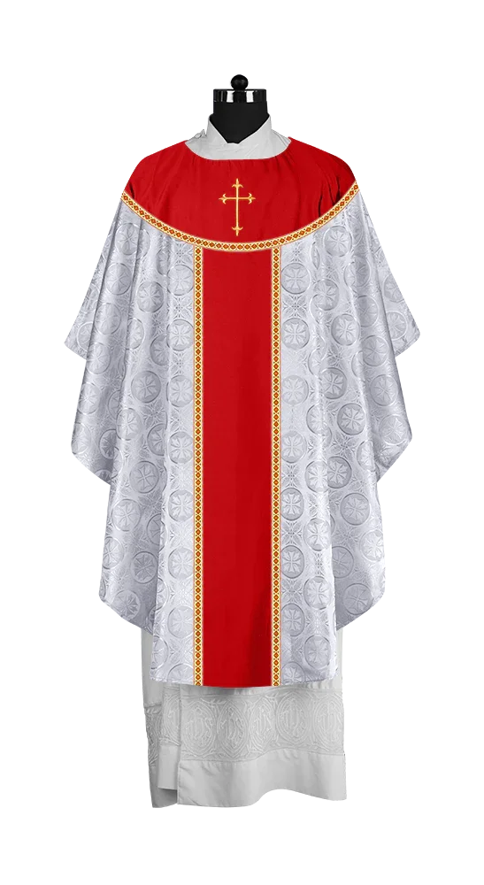 Ornate Gothic Chasuble with embroidered Cross Motif