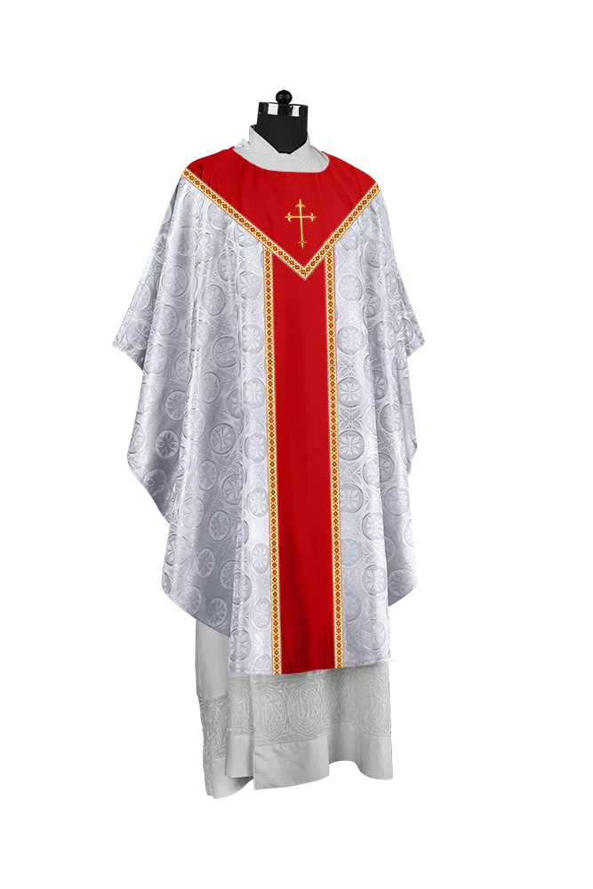 Ornate Gothic Chasuble with embroidered Cross Motif