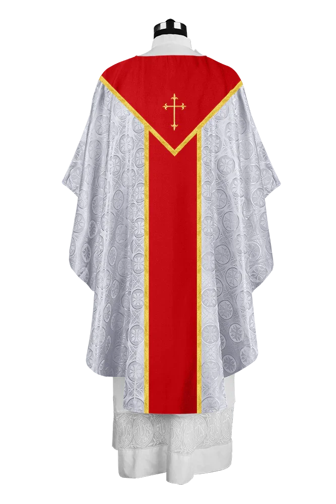 Ornate Gothic Chasuble with embroidered Cross Motif