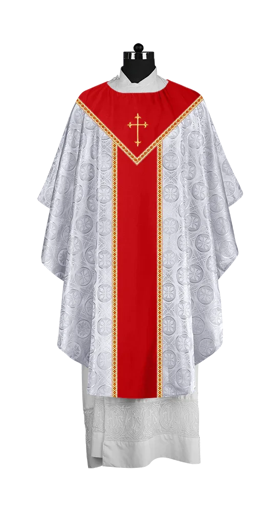 Ornate Gothic Chasuble with embroidered Cross Motif