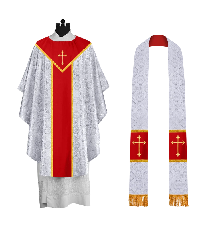 Ornate Gothic Chasuble with embroidered Cross Motif