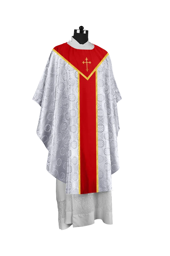 Ornate Gothic Chasuble with embroidered Cross Motif