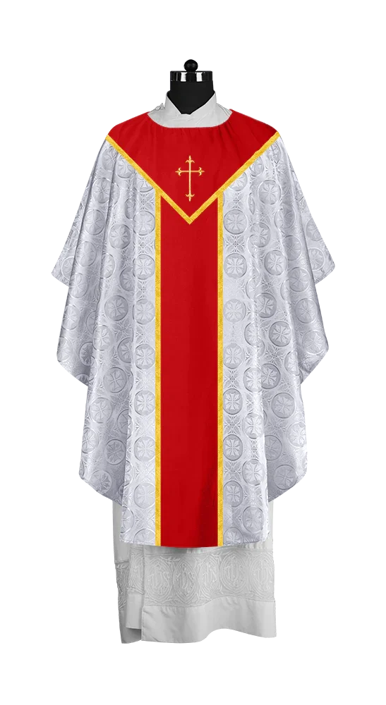 Ornate Gothic Chasuble with embroidered Cross Motif