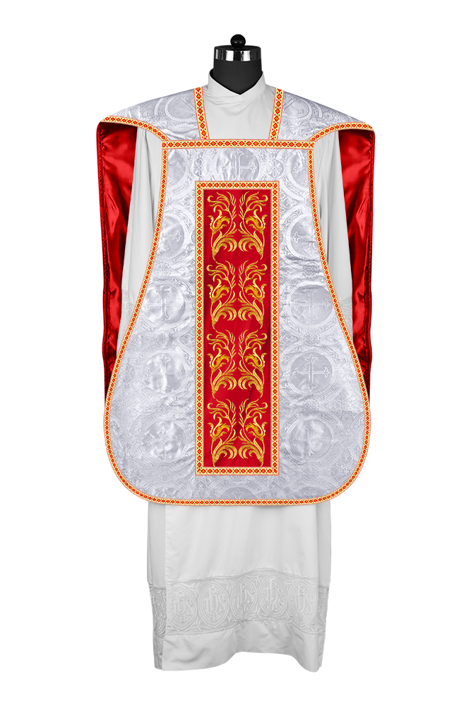 Roman Chasuble Vestment With Woven Braids and Trims