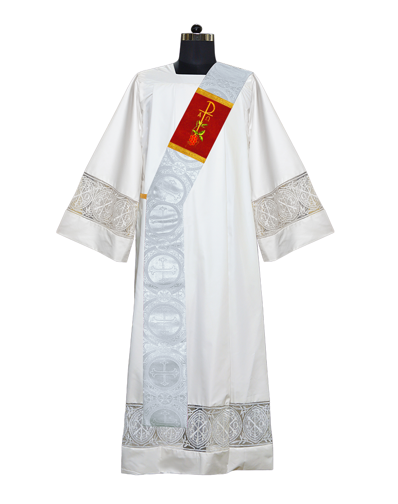 Chi Rho with Grapes Adorned Deacon Stole