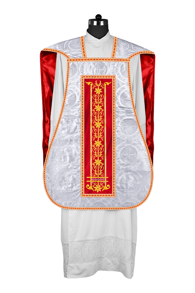 Roman Chasuble Vestment Enhanced With Orphrey and Trims