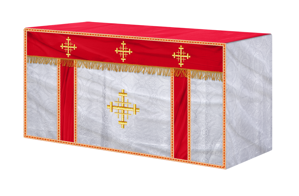 Church Altar Cloth with Braided Cross and Trims