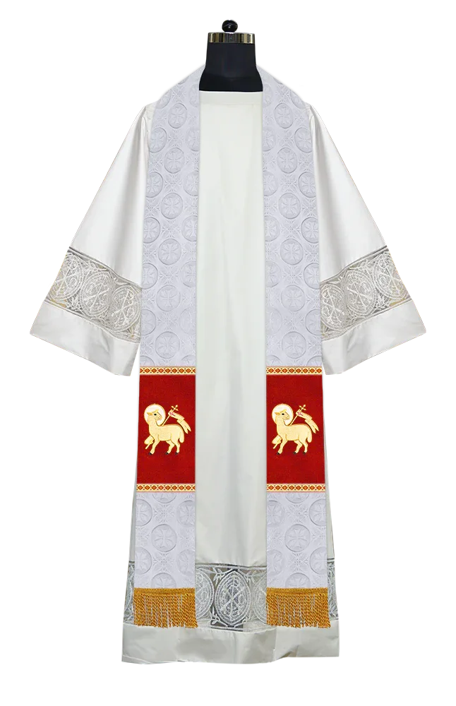 Liturgical Stole Adorned with Spiritual Motif and Trims