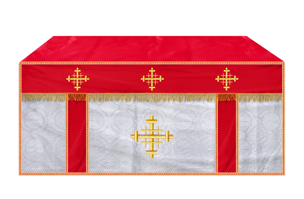 Church Altar Cloth with Braided Cross and Trims
