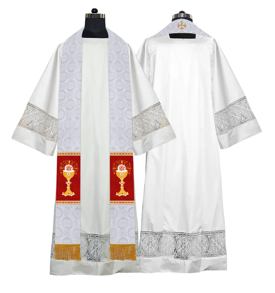 Elegant Gothic Stole with Embroidered Spiritual Motif