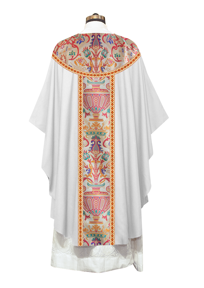 Gothic Chasuble in Coronation Tapestry Enhanced with Orphrey and Trims