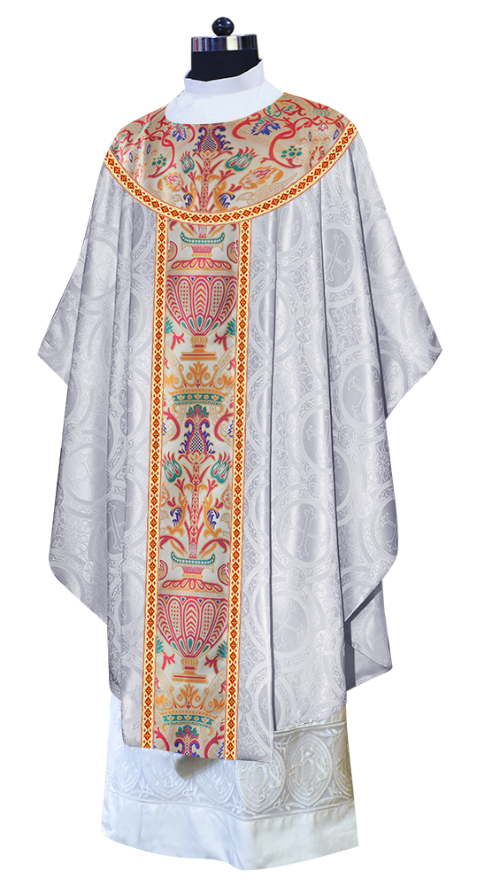 Gothic Chasuble in Coronation Tapestry Enhanced with Orphrey and Trims