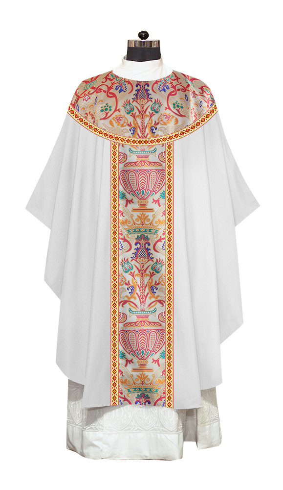 Gothic Chasuble in Coronation Tapestry Enhanced with Orphrey and Trims