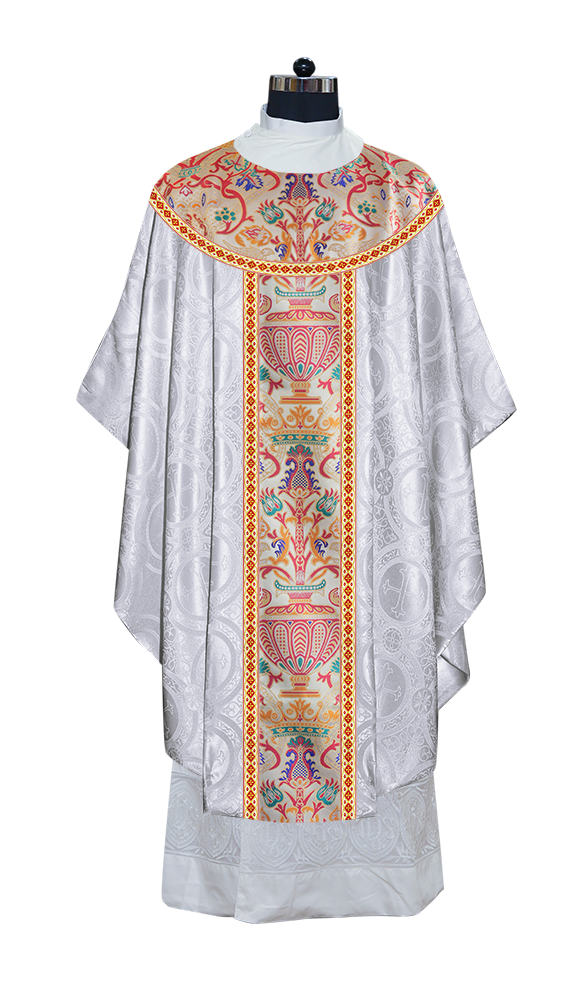 Gothic Chasuble in Coronation Tapestry Enhanced with Orphrey and Trims