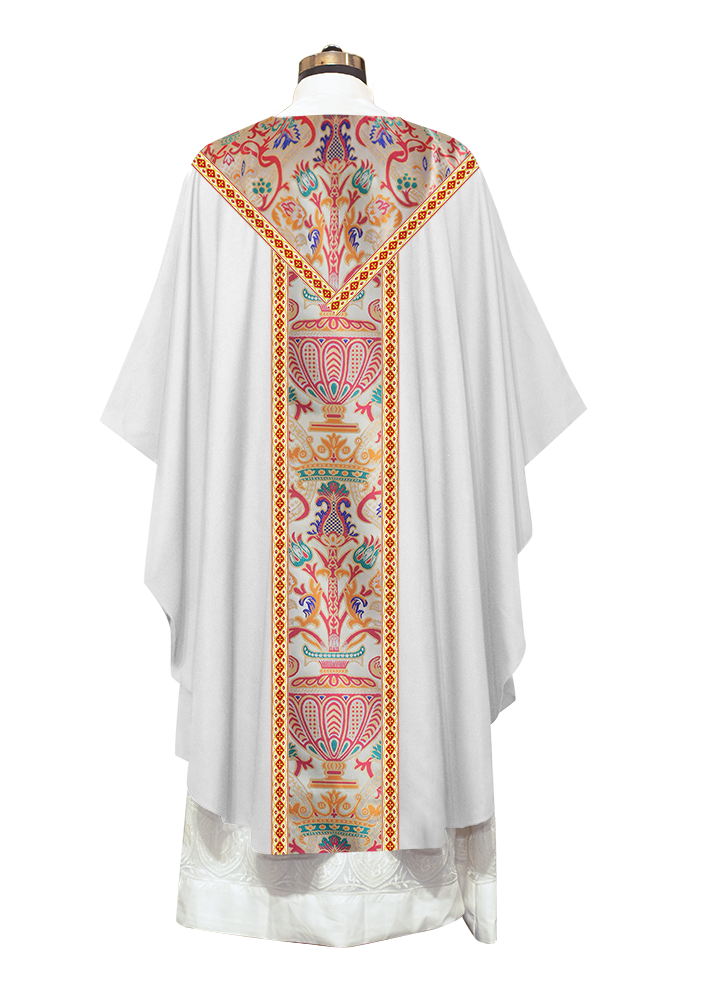 Gothic Chasuble in Coronation Tapestry Enhanced with Orphrey and Trims