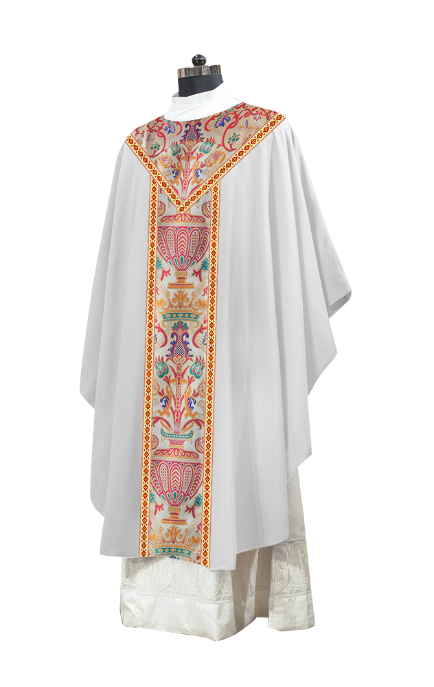 Gothic Chasuble in Coronation Tapestry Enhanced with Orphrey and Trims
