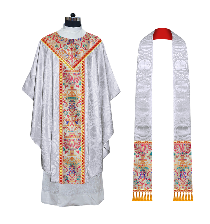 Gothic Chasuble in Coronation Tapestry Enhanced with Orphrey and Trims