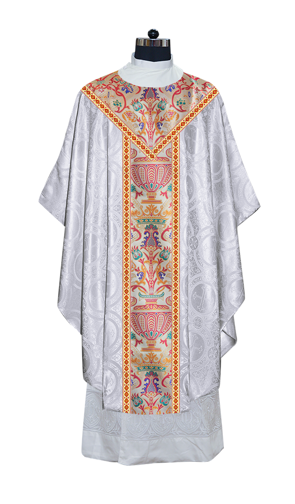 Gothic Chasuble in Coronation Tapestry Enhanced with Orphrey and Trims