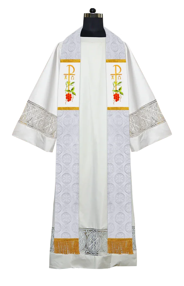 Elegant Clergy Stole with Grapes Embroidery