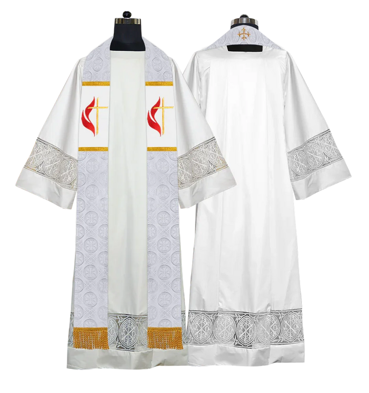 Liturgical Stole Adorned with Embroidered Cross Motif