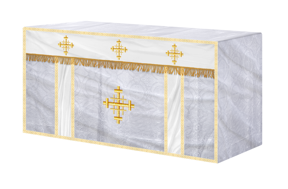 Church Altar Cloth with Braided Cross and Trims