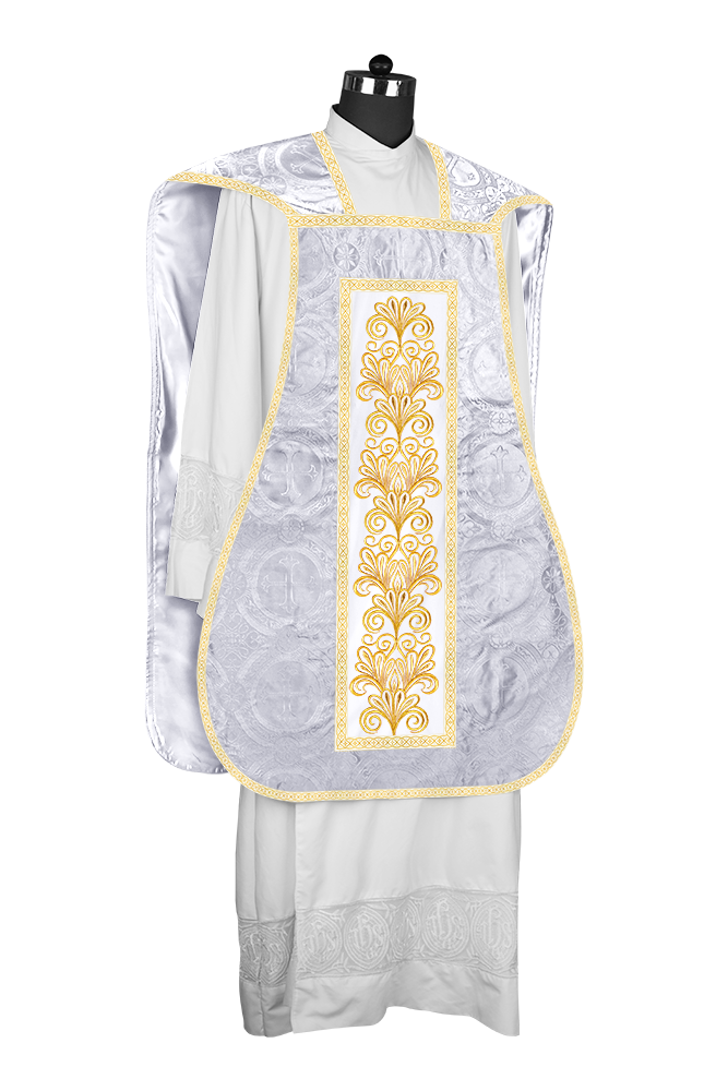 Roman Chasuble Vestment enriched With Coloured Braids and Trims