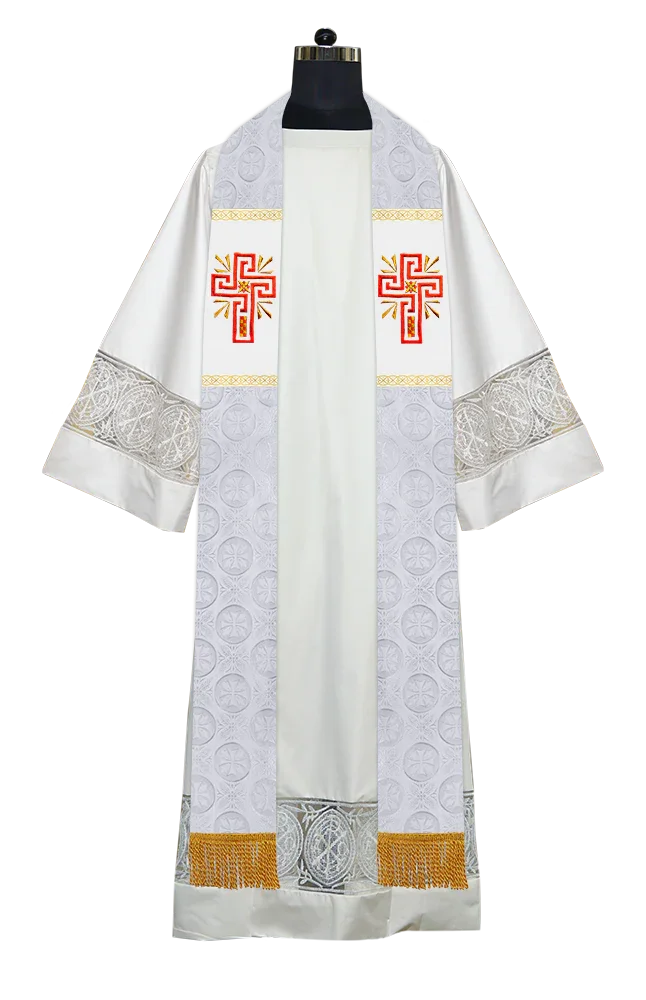 Traditional Minister Stole with Embroidered Cross Motif