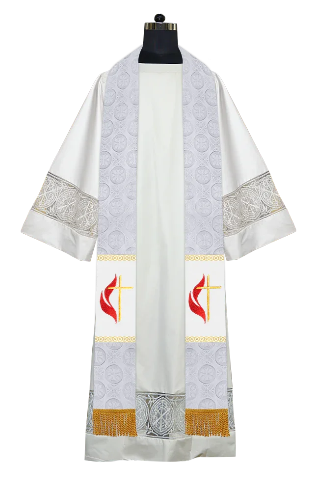 Traditional Minister Stole with Embroidered Cross Motif