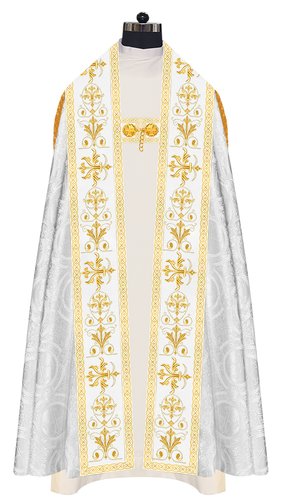 Embroidered Roman Cope Vestment with Braided Trims