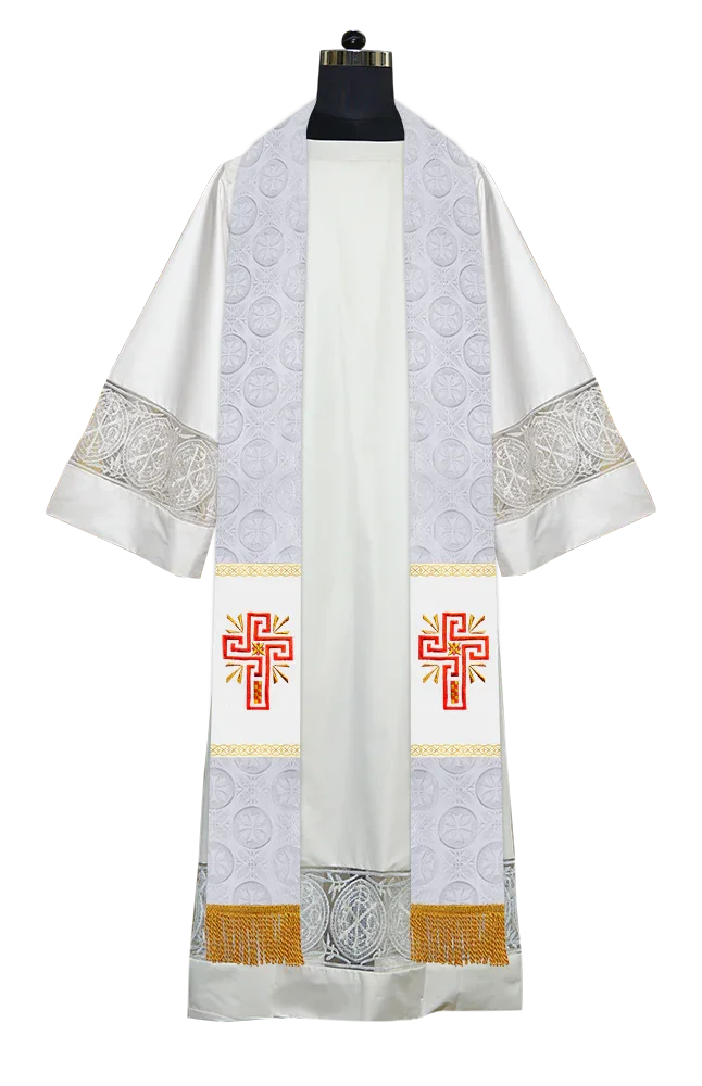 Traditional Minister Stole with Embroidered Cross Motif
