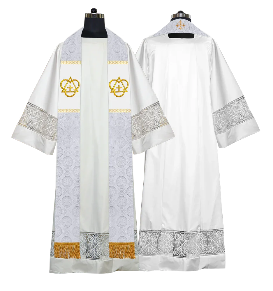Elegant Gothic Stole with Embroidered Spiritual Motif