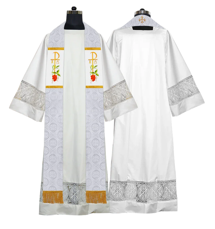 Elegant Clergy Stole with Grapes Embroidery