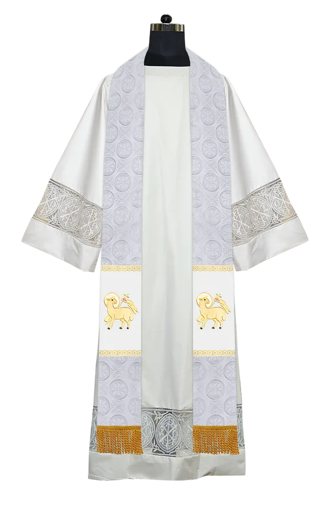 Liturgical Stole Adorned with Spiritual Motif and Trims