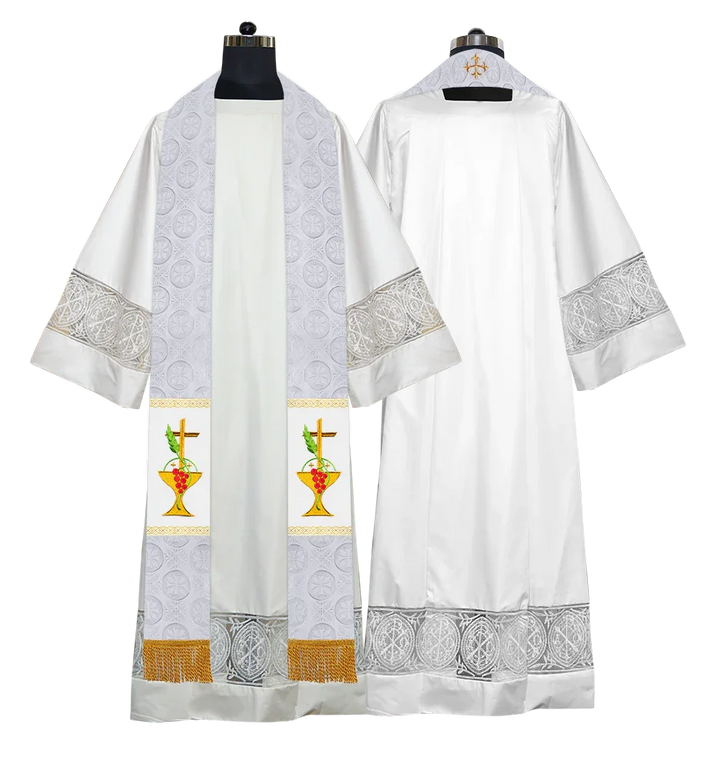 Clergy Stole with Ornate Embroidered Liturgical Motif
